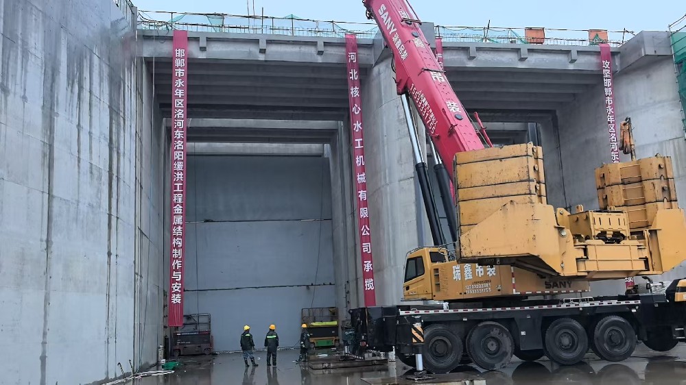 我公司承覽邯鄲市永年區東洺河緩洪工程安裝正式進行